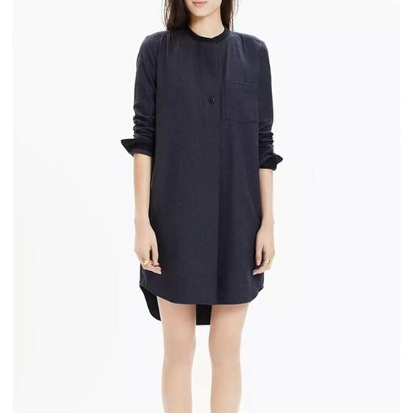 Madewell NWOT Flannel Latitude Shirt Dress Shift Wool Charcoal Grey Size Medium - Picture 1 of 11